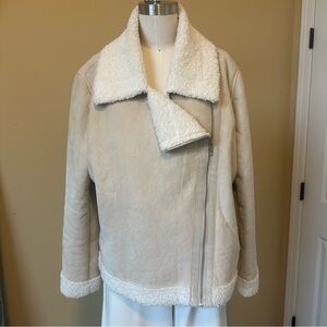 Versona Women’s Faux Fur Suede Trim Moto Jacket Size XL